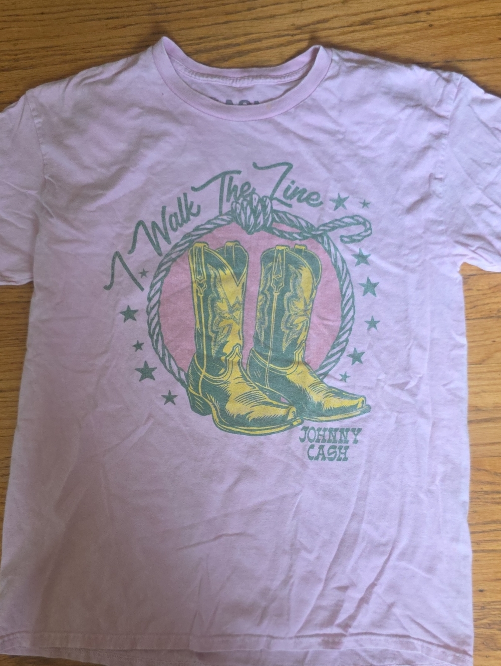 Johnny Cash Pink Tee, Sz L